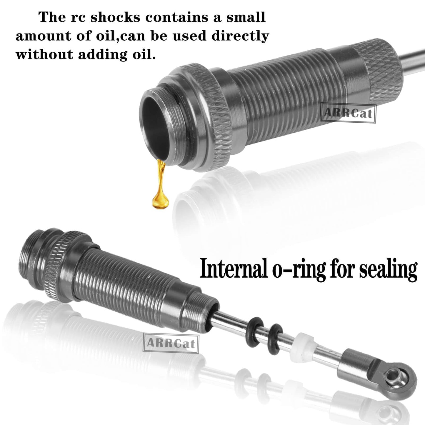 4Pcs Big Bore Front Rear Aluminum Shocks For 1/10 Typhon 4X4 Rc Truck,Granite,Senton Or Vorteks 3S 550 4X4,Gray