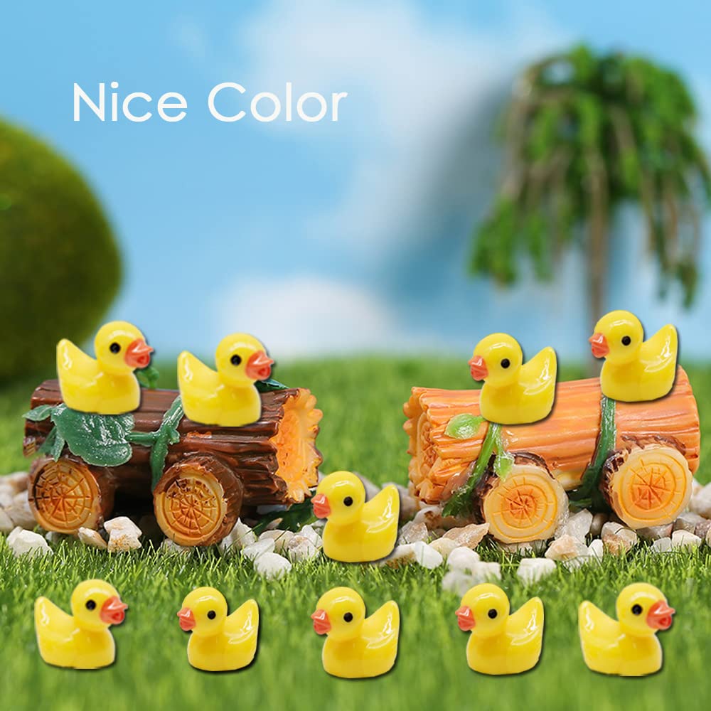 AWEELON 100 Pcs Mini Resin Ducks Tiny Ducks Miniature Duck Figures for Slime Charms DIY Craft Micro Landscape Garden Aquarium Do