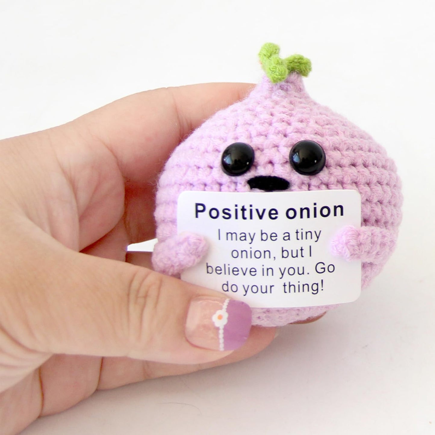 Qyqkfly 1 Pcs Mini Funny Positive Life Vegetable Creative Knitted Animal Holding Card Crochet Easter Birthday Christmas Girls Gift Party Decor(Vegetable 03)