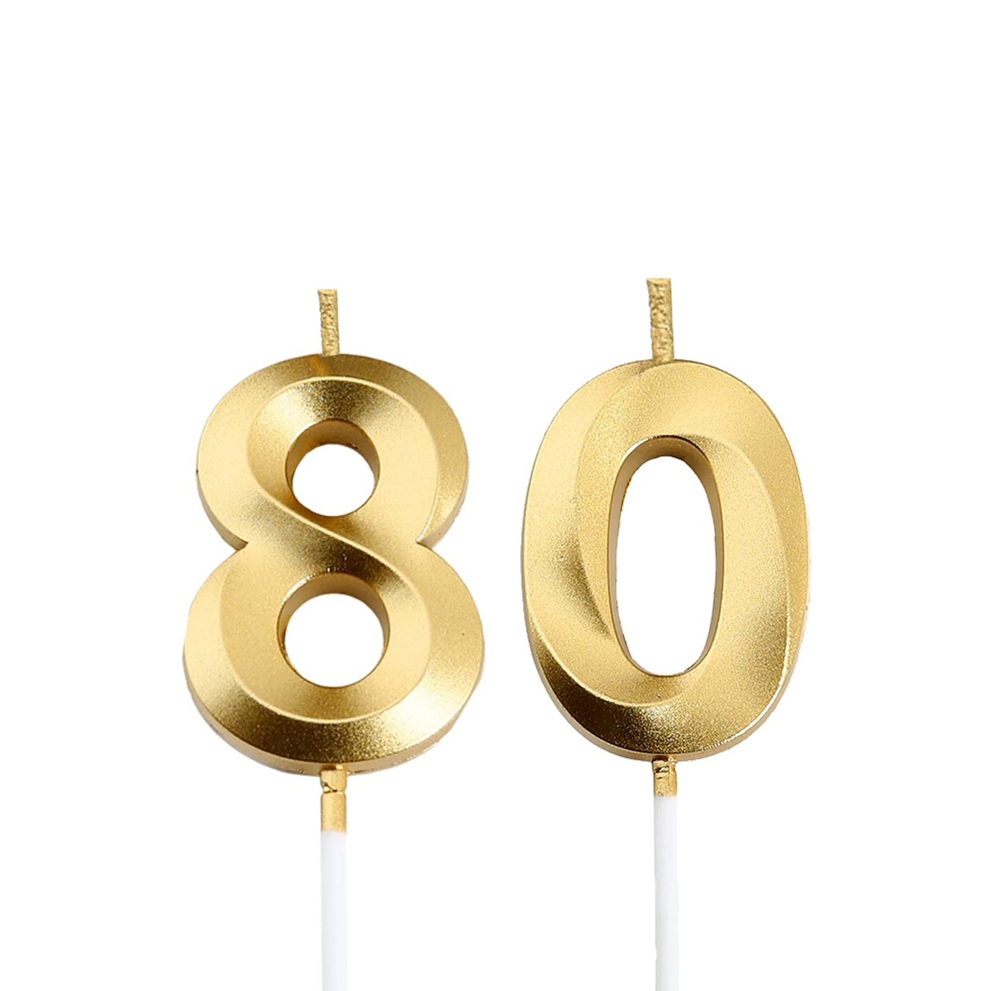 80th Birthday Candles,Gold Number 80 Cake Topper for Birthday Decorations Party Decoration