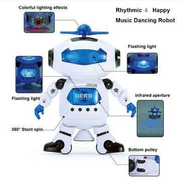 WenToyce Musical Dancing Robot Toy for Kids, 360° Spinning, Flashing Lights, Model MWDR-01, Fun Plastic Toy for Toddlers