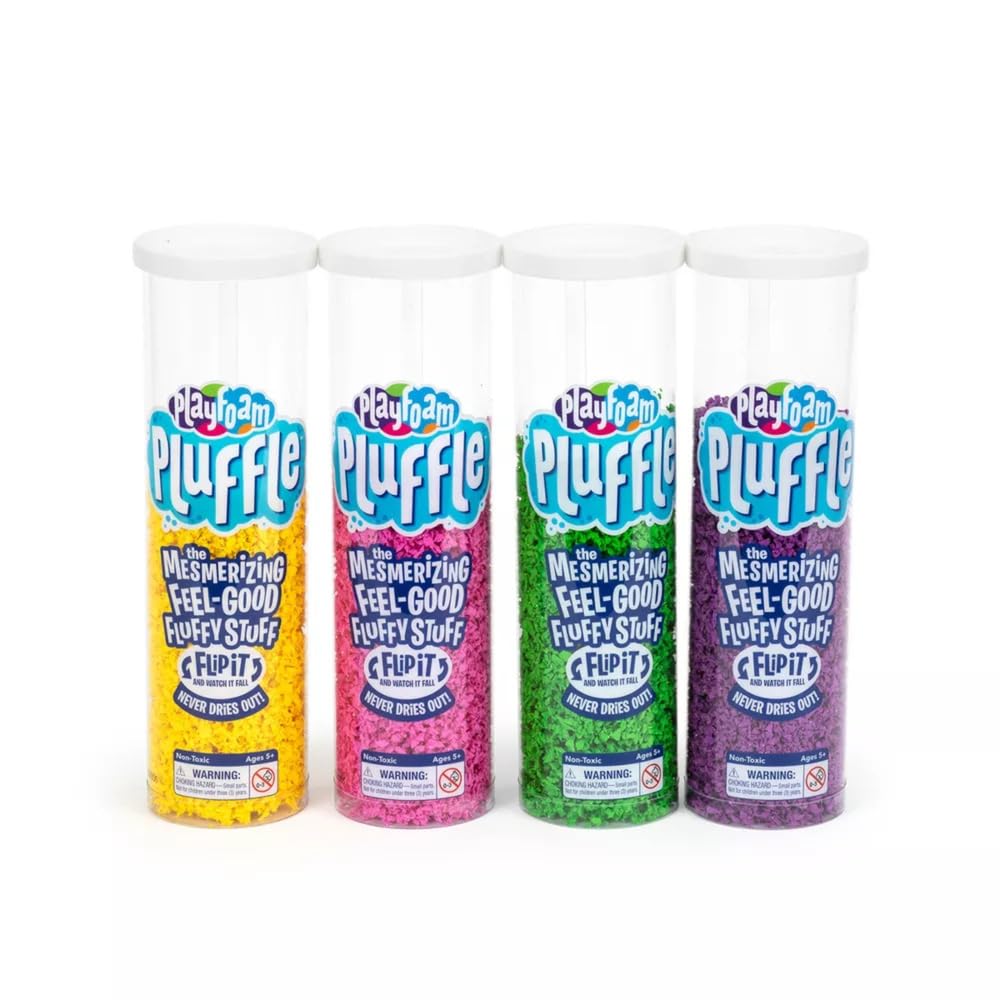 Educational Insights Playfoam Pluffle For Sensory Bins 4-Pack - Green, Pink, Yellow & Purple Sensory Bin Filler For Sensory Table, Great For Sensory Play