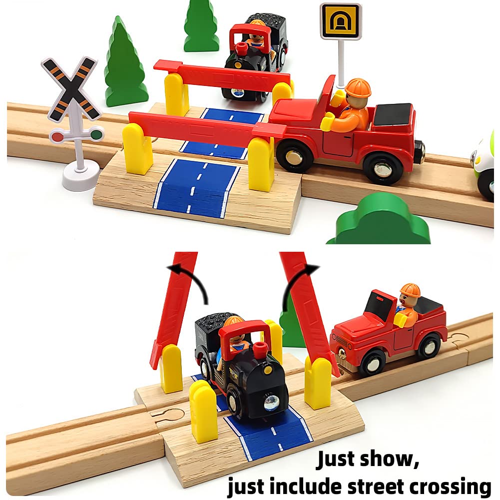 Wooden Crane Toy Set with Train Cars - Compatible with Major Wooden Rail Brands - Ages 3-5