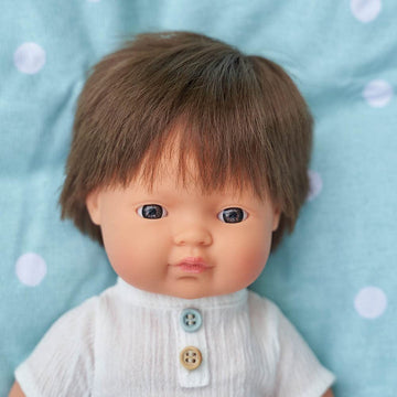 Miniland Educational Anatomically Correct 15'' Baby Doll, Caucasian Boy, Brunette,Multi