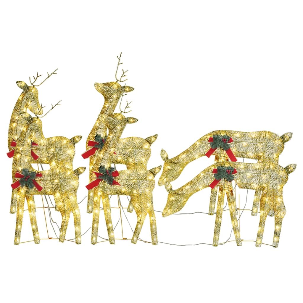 'Vidaxl Christmas Reindeer 6-Piece Set- Gold Warm White Mesh Outdoor/Indoor Lights, Energy-Saving Leds With 8 Lighting Effects, Simple Assembly