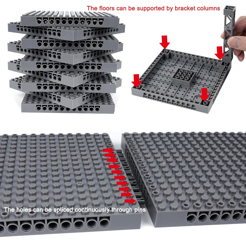 Wsryltch Brick 16X16 Plate 1/3 With Holes,Pins Suppor Pillar Accessories,Classic Building Block Bulk Parts And Pieces Sets - Com