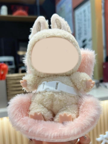 NUJOLI La-bubu Car Seat for 10-17cm Dolls with Soft Furry Cushion, Pink, Model J1373, Perfect for Car Vent Decor or Desktop Display