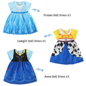 Benylion 14-16 Inch Doll Clothes Princess Costume Dress For 14-16 Inch Doll Include 3Pcs Different Princess Dress Fits All 14-16