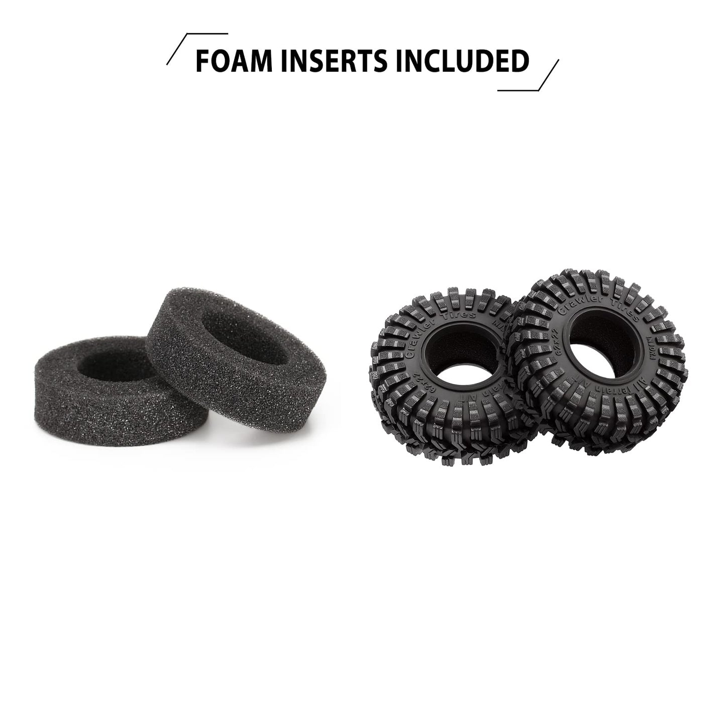 INJORA 1.0 Tires - All Terrain Super S5 King Trekker Soft Sticky Tires for 1/18 TRX4M 1/24 RC Crawler Axial SCX24 FMS FCX24 Endu