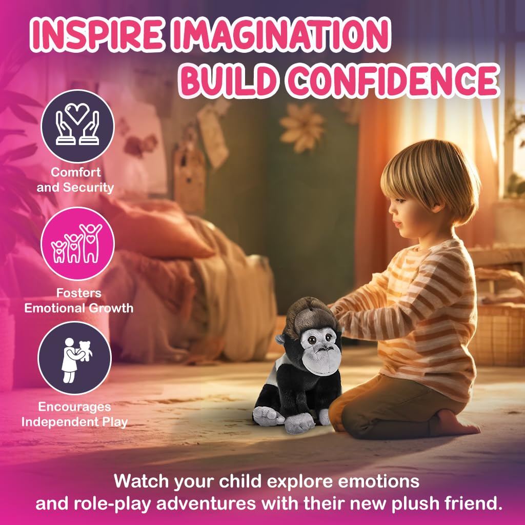 Forest & Twelfth 12'' Stuffed Gorilla Plush, Heirloom Collection Stuffed Animal, Premium Materials, Best Gift For Kids Age 3+, N