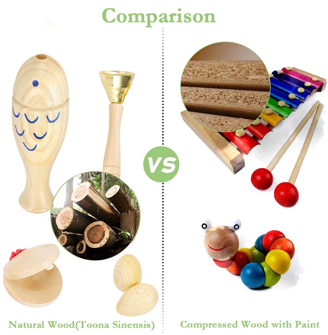 Ehome Musical Instruments For Toddlers 1-3, Wooden Percussion Kids Instruments, Musical Toys For Kids, Baby Musical Instruments For Boys Girls Birthday Gifts With Storage Bag