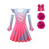 Zombie 3 Cheerleader Dresses For Girls Alien Dresses For Girls Zombies Dresses Kids With Pom Poms And Bow Hair Rope 6-7Y