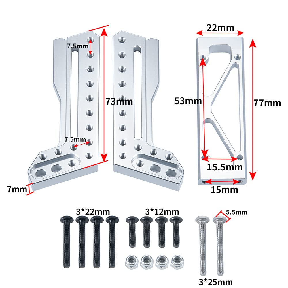 Rclioln Aluminum Front And Rear Damper Shock Mount For Axial Wraith 90018 1/10 Rc Truck Car (Rear)
