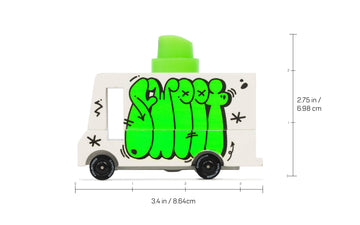 Candylab Toys CANDYCAR Wooden Food Truck Collection - Graffiti Green enhanced Handcrafted Beech Wood Toy Car