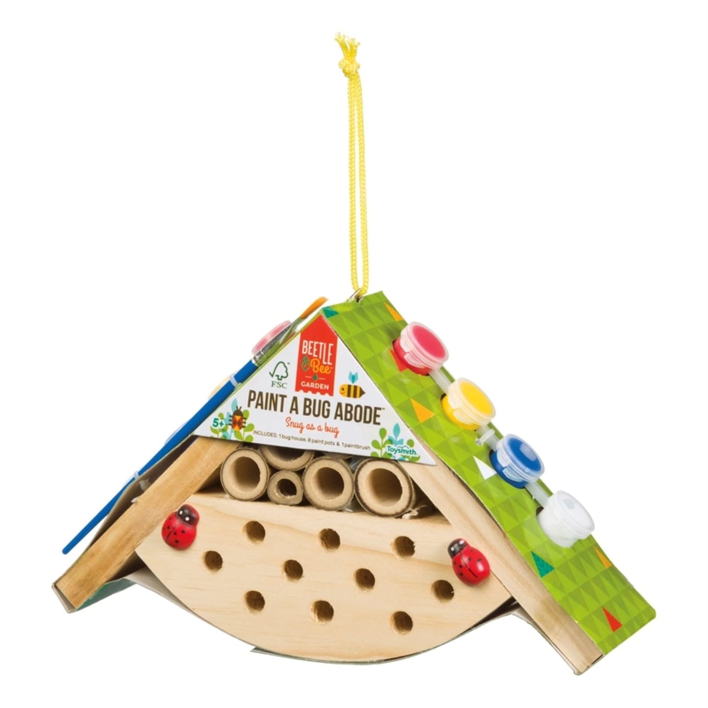 Beetle & Bee, Paint A Bug Abode, DIY Kids Arts & Crafts Outdoor Wooden Bug Kit, FSC Certified, for Boys & Girls Age 5+