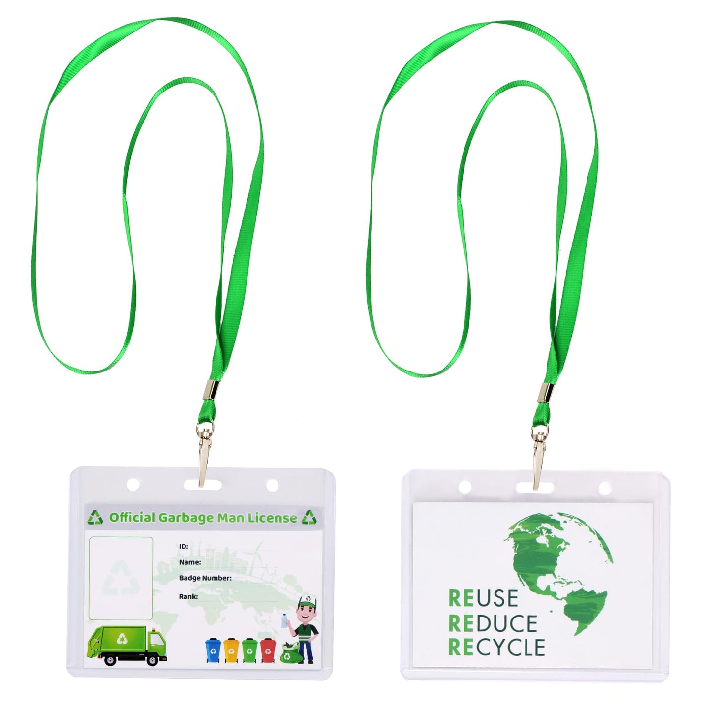 Yewong Kids Green Garbage Truck Costume Set - Recycle Vest, Hat, Gloves & ID Card for Career Day - Size Kid