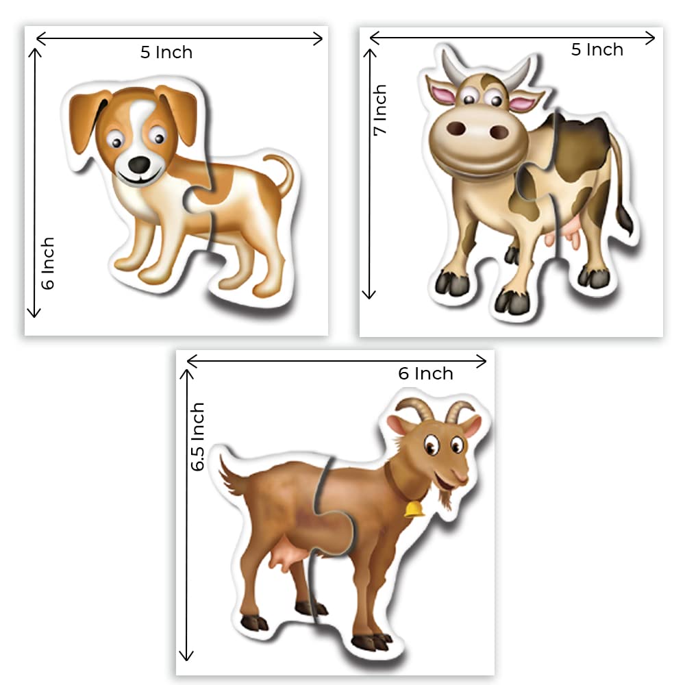 TOYKRAFTT Chunky Infant Floor Puzzle Toy, 2 Piece Animal Puzzles for Kids Age of 2 Years Above, Educational Toys Toddler Puzzles