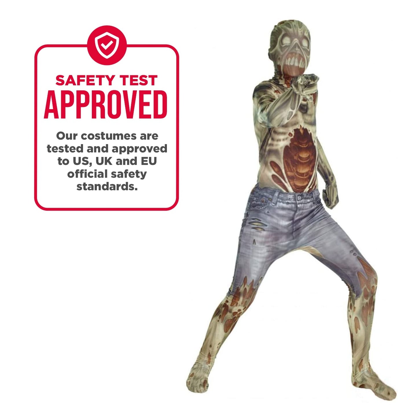 Morphsuits Kids Zombie Monster Costume - Large 4'-4'6 / 10-12 Years