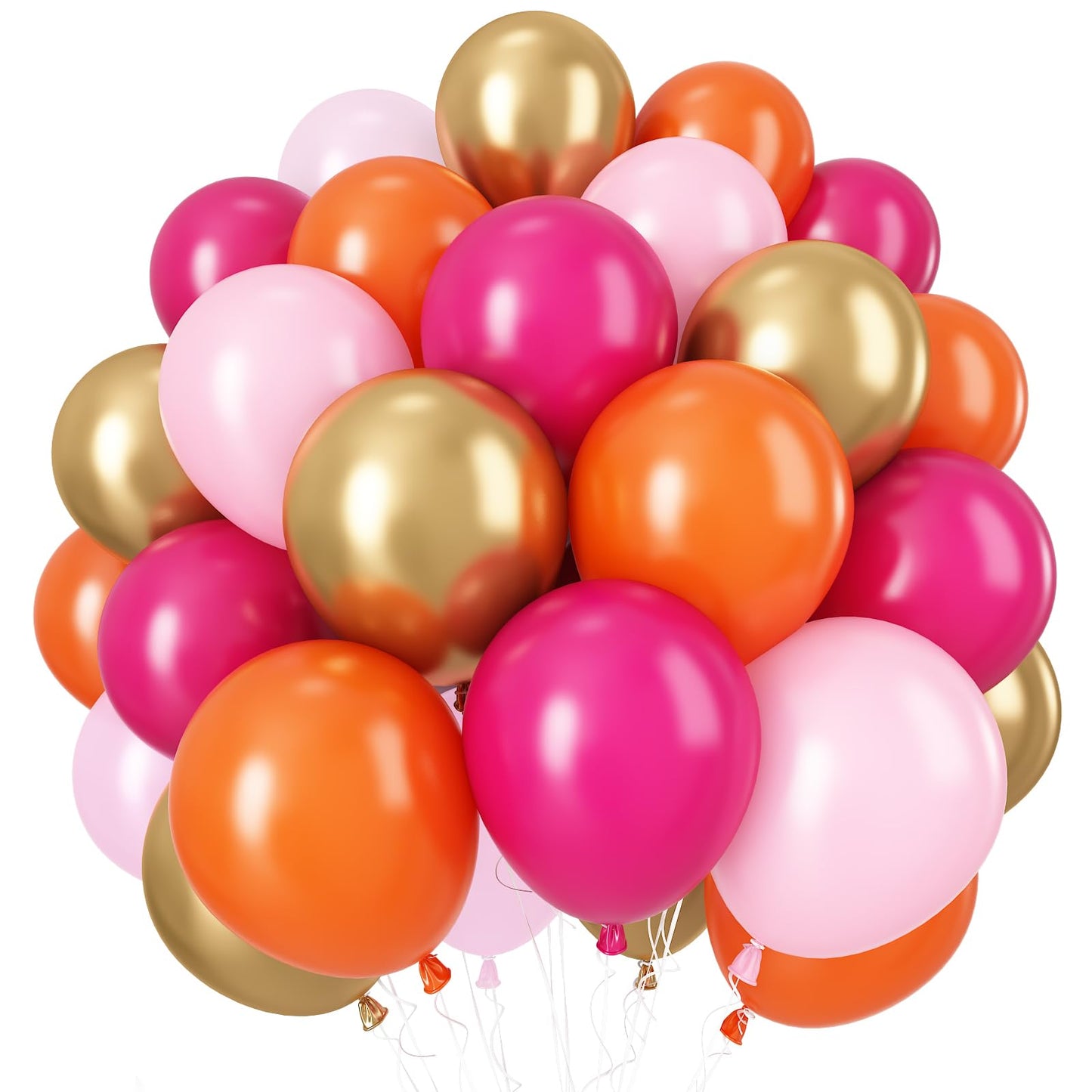 Pink And Orange Balloons, 60Pcs Hot Pink Orange Metallic Gold Balloons 12 Inch Pastel Pink And Orange Party Balloon For Summer T
