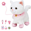 Interactive Electronic Plush Toy Walking And Barking Robot Cat Plush Cat Remote Control Kitten For Girls (White Cat)