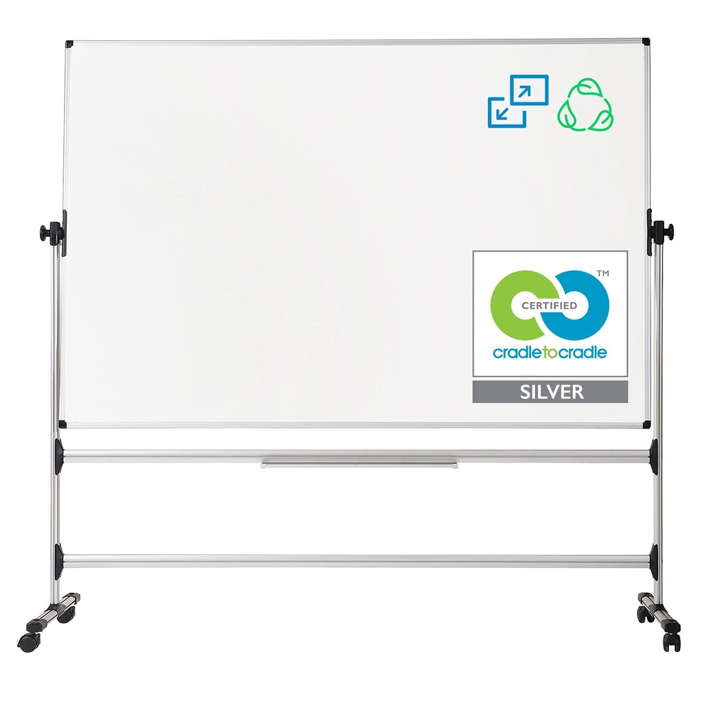 MasterVision Earth Series 36 x 48 Reversible Double Sided Dry Erase White Board Easel, Mobile Rolling Whiteboard on Wheels, Repo