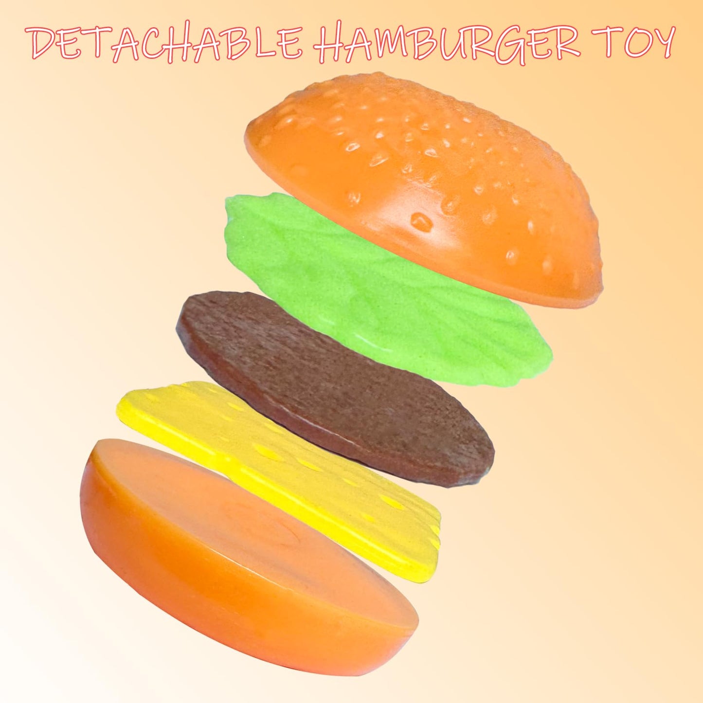 Funnysquee Hamburger Squishies Stress Relief Soft Simulation Food Detachable Burger Squeeze Toys Cute Birthday Gift Novelty Toy For Kid (Hamburger B)