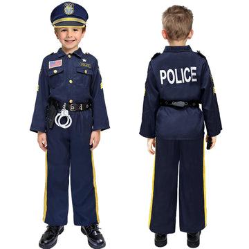 Beikeetoo Halloween Police Costume For Kids, Exquisite Police Officer Costume For Kids Costumes For Boys Girls, Dress Up Police