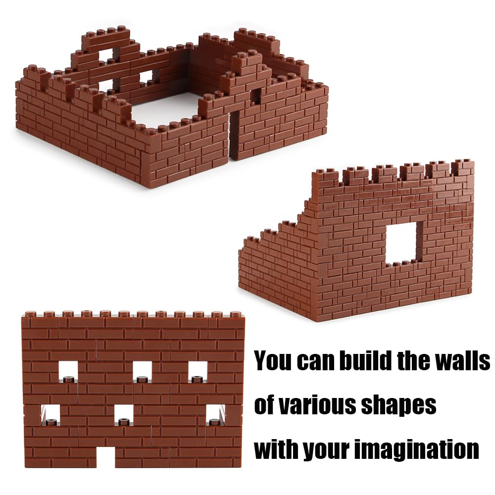 Feleph 360 Pieces 1X2 Masonry Profile Bricks Building Blocks For Wall Parts And Pieces Diverse Bulk Toy Set Compatible With Major Brands (Reddish Brown)