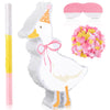 Glimin One Silly Goose Birthday Party Decor Piata with Stick, Blindfold and Confetti for Pink Silly Goose Theme Birthday Party B