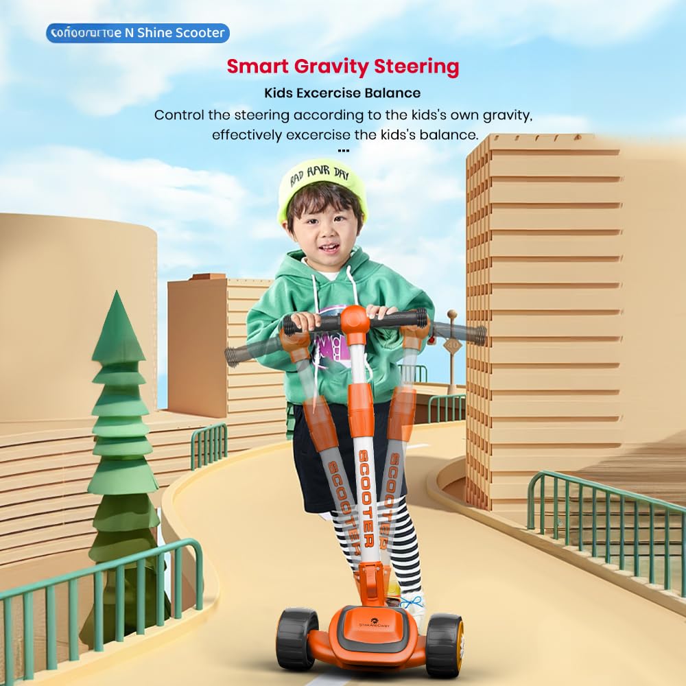 Staranddaisy Scooter For Kids 3-12 Years Boys & Girls / 3 Wheel Skate Scooter With Pu Led Wheels, 4 Gear Height Adjustment, Fold