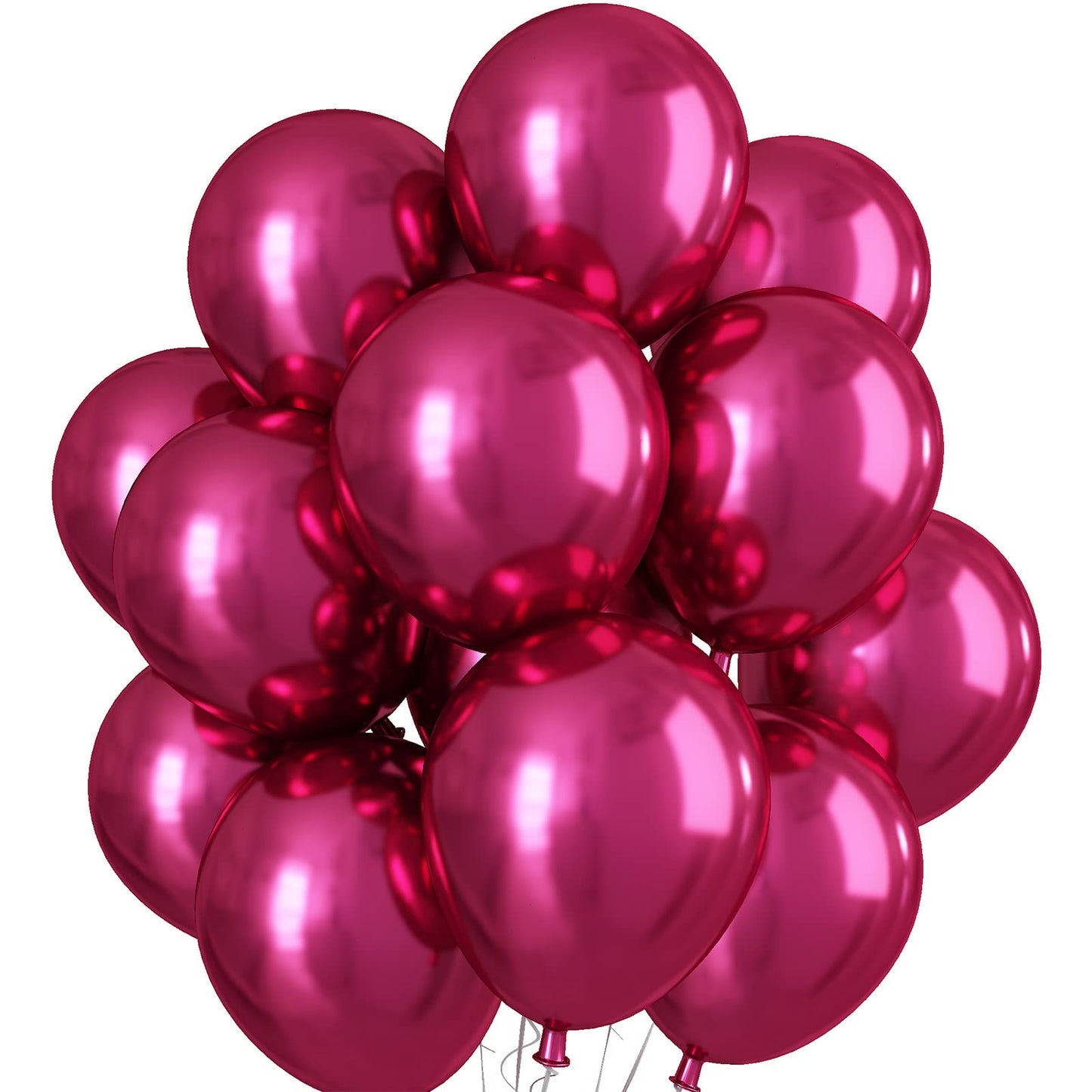 Chrome Hot Pink Balloons 12 Inch, Double-Layered Metallic Hot Pink Balloons, Shiny Thick Chrome Metallic Hot Pink Latex Helium Balloons For Girls Women Birthday Wedding Party Decoration Supplies