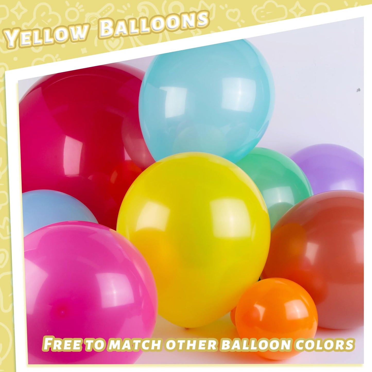 Lovestown 110Pcs Latex Balloons 12Inch, Helium Balloons Party Balloons Arch With Ribbon For Birthday Baby Shower Wedding Party Decorations Yellow