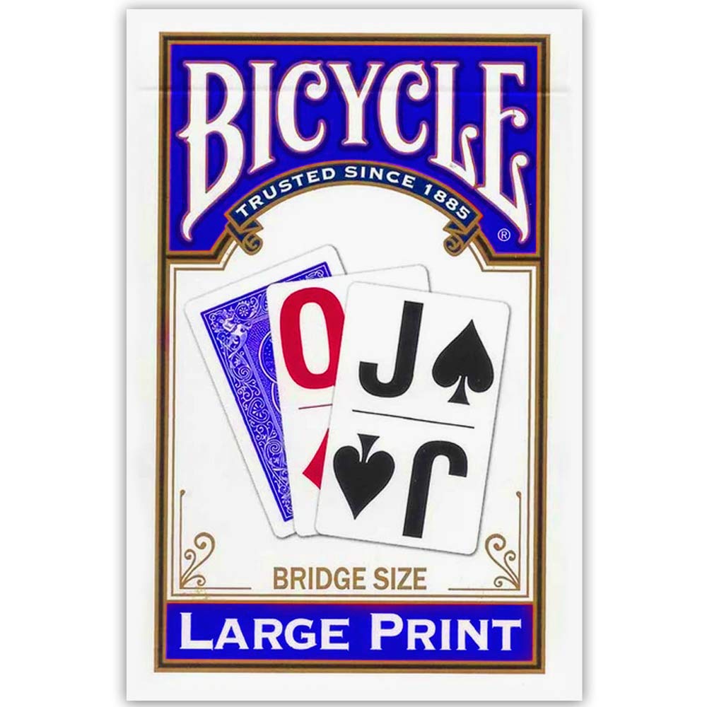 Bicycle Large Print Bridge Size Playing Cards - Easy-To-Read Deck For Seniors - Red Or Blue