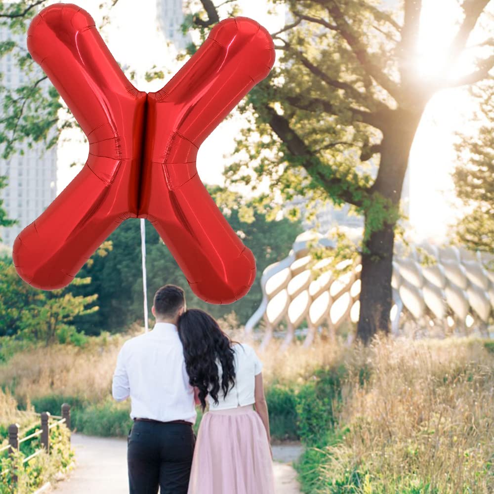 Toniful 40 Inch Large Bright Red Letter Balloons A-Z, Giant Jumbo Helium Foil Mylar Big Letter X Balloons For Birthday Party Ann
