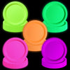 APUXXJUPA 100 Pcs Glow in the Dark Neon Party Supplies, 5 Color Neon Birthday Plates Disposable Paper Plates for Lets Glow Part