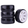 LAFEINA RC Plastic Wheel and Tire Set, 63mm Hard Tyres for 1/10 Drift Car HSP Tamiya HPI Kyosho On-Road Drifting Car (White)