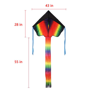 Singare 2 Pack Rainbow Delta Kite, Kites For Kids Adults Easy To Fly, Long Tail Huge Flyer, Great Outdoor Activities Beach Games For Kids, With Line And Handle