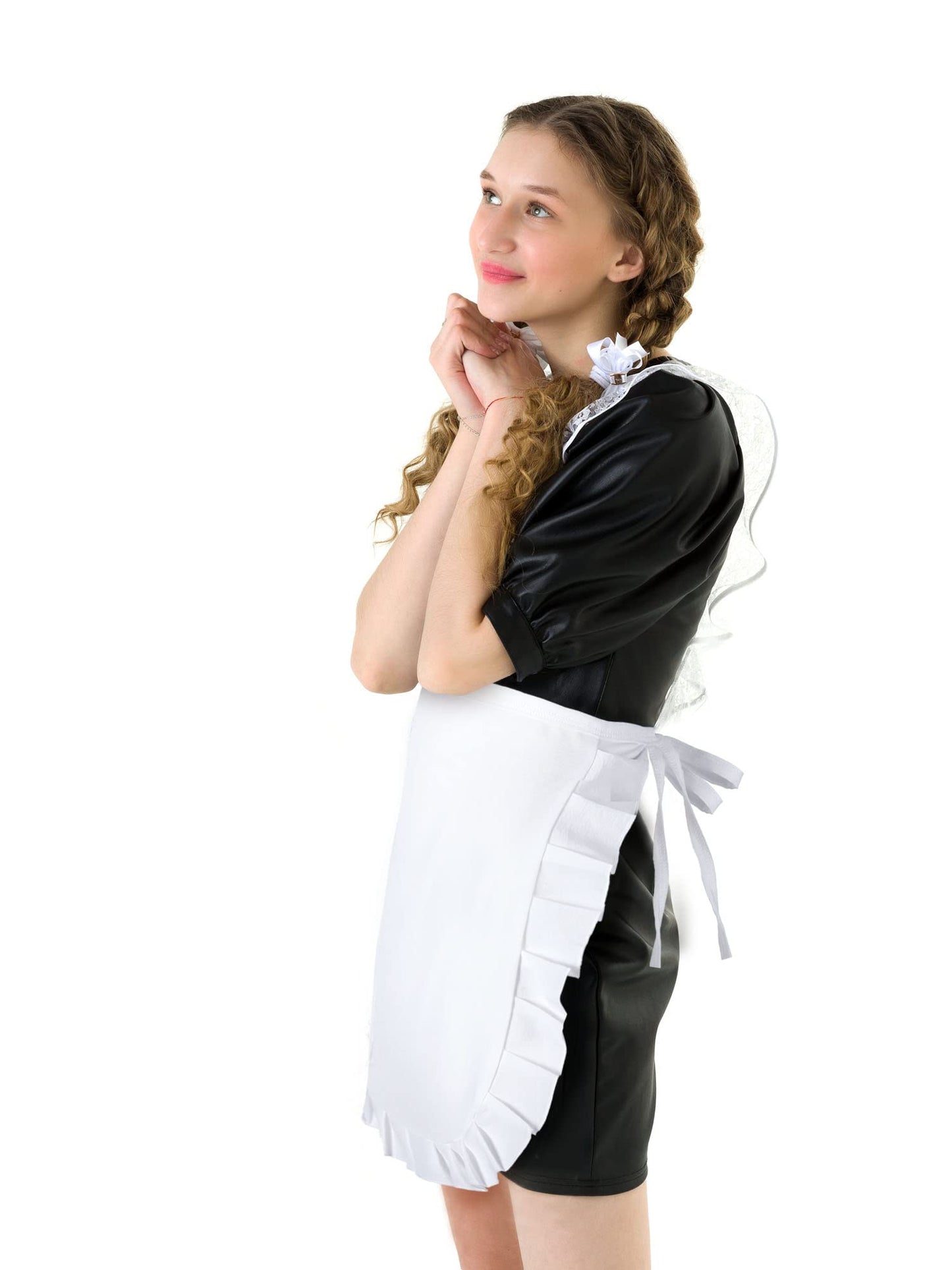 Jiuguva Halloween Women Cosplay Waist Apron Tight Costume White Half Apron Kitchen Party Favors Small Apron For Halloween Cospla