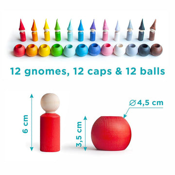 Ulanik Peg Dolls In Balls With Hats Toddler Montessori Toys For 3 Year Old + Wooden Waldorf Dolls For Learning Color Sorting And