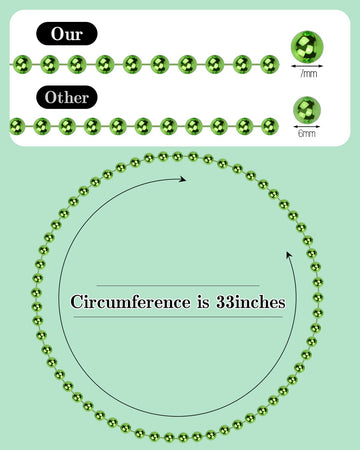 15 Pcs Green Mardi Gras Beads 33'' 7Mm Green Beaded Necklace Pearl Necklace Bulk Party Favor For Flapper Tea Party Centerpieces