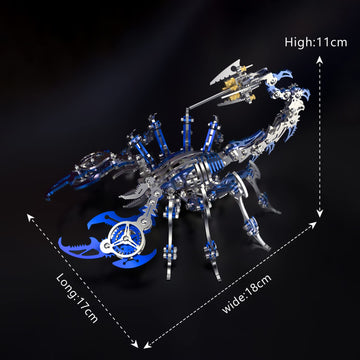 3D Metal Model Kits, Mechanical Scorpion King Blue 3D Metal Puzzle,Steel Warcraft Collection DIY Animal Brain Teasers Simple 3D