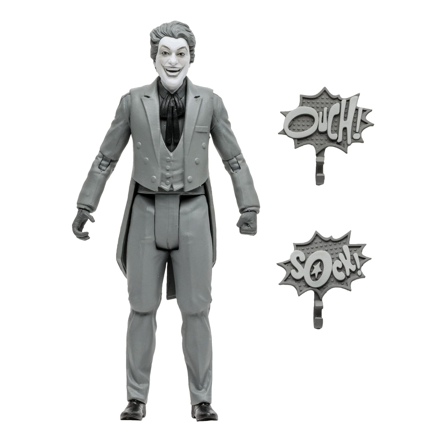 Mcfarlane Toys, Dc Multiverse, 5-Inch Dc Retro The Joker (Black And White) Action Figure With Action Word Bubbles, Collectible Dc Retro 1960'S Tv Figure – Ages 12+