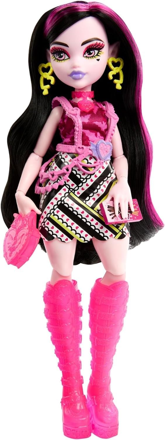Monster High Skulltimate Secrets Draculaura Doll with Dress-Up Locker & 19+ Surprises, Multicolor, 4 Count, Model HNF78