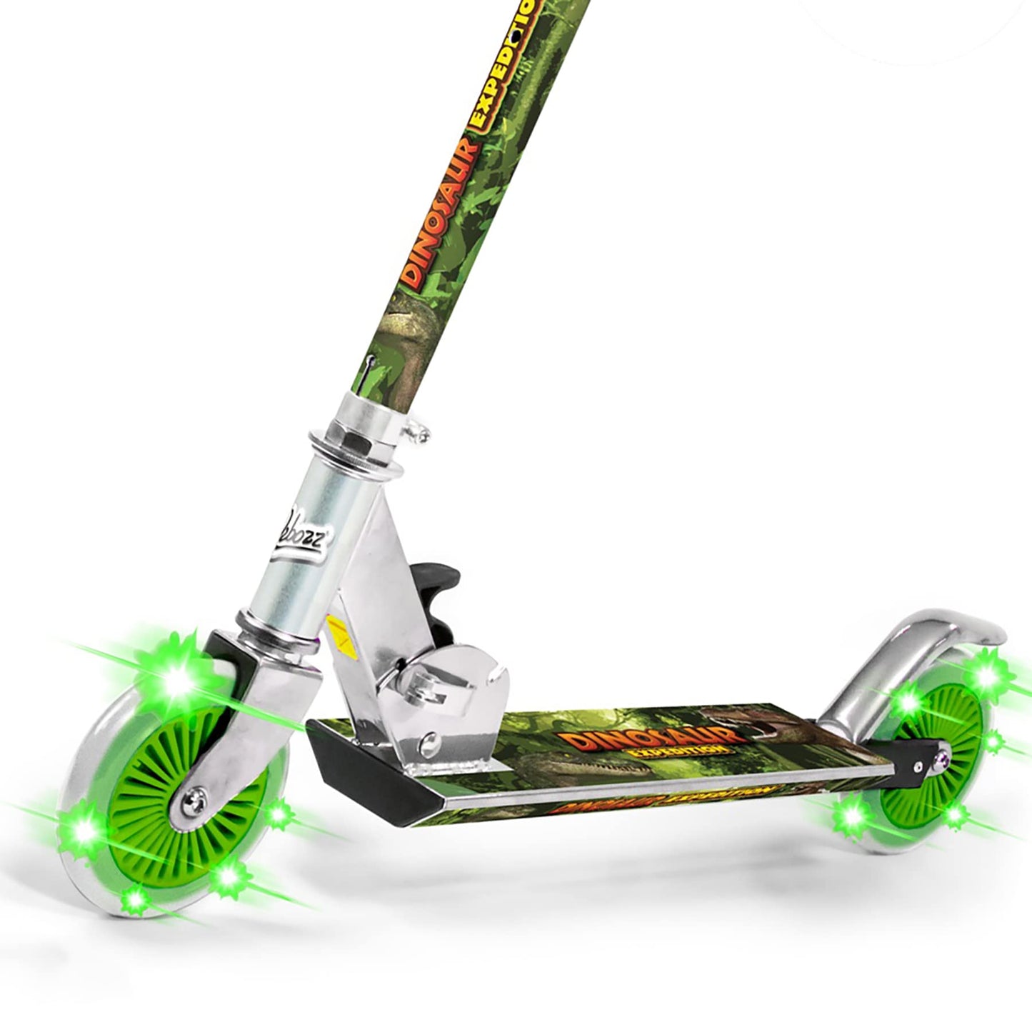 Ozbozz Dinosaur Scooter With 2 Light Up Wheels. Adjustable Handlebar Height 28.5'' - 32.5''