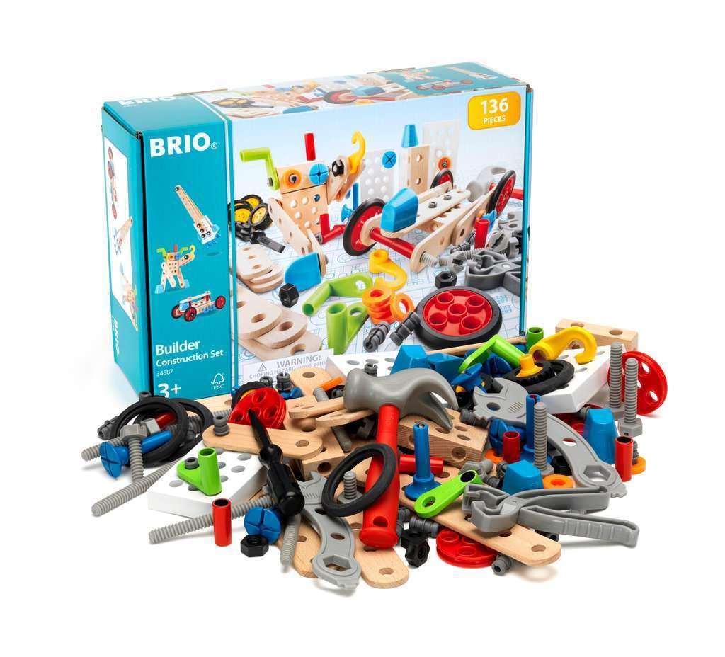 Brio Builder 34587 Construction Set - 136-Piece Stem Toy With Wood And Plastic For Kids | Enhances Creative Skills | Safety Tested | Age 3 And Up