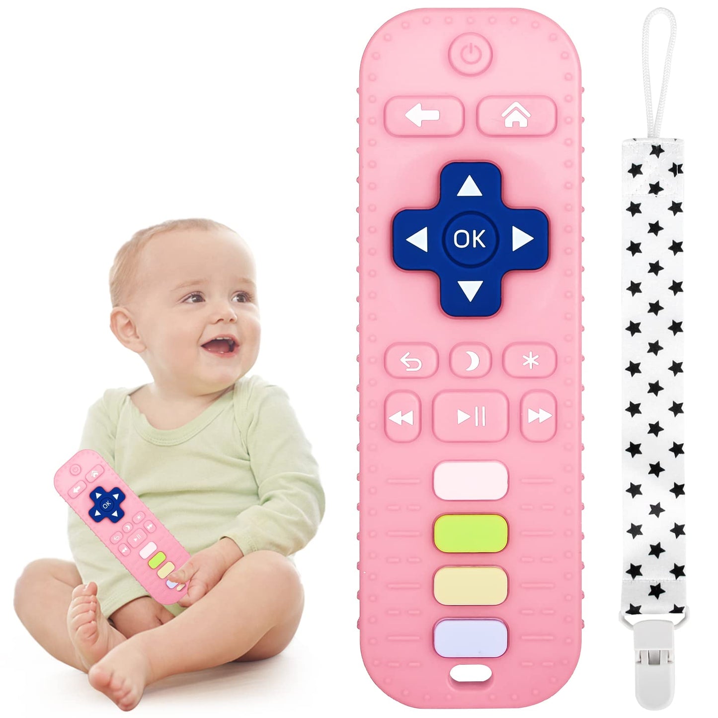 Chuya Silicone Remote Teethers Baby Teething Toys, Tv Remote Teether For 0-6-12-18 Months Babies Infant Toddlers Baby Teething Relief Chew Toys Bpa Free
