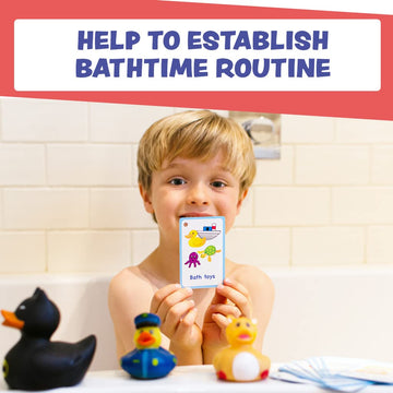 My Bath Time Routine Cards 12 Flash Cards For Visual Aid Special Ed, Speech Delay Non Verbal Children And Adults With Autism Or Special Needs