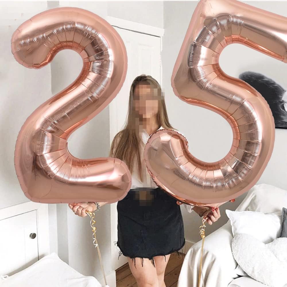 Toniful 40 Inch Large Rose Gold Number 20 Balloons Giant Digital 20 Helium Balloons, Foil Mylar Big Number Balloons For 20Th Bir