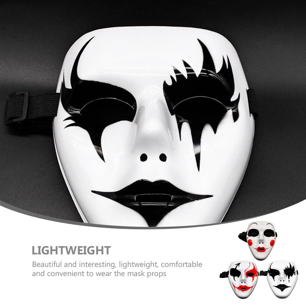 TOYANDONA 3pcs Party Mask Jester Costume Creepy Mask Full Face Mask Costume Cosplay Prop Costume Masks Fancy Dress Masks Diy Whi