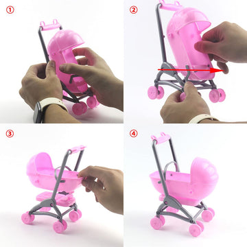 Toddmomy 2Pcs Miniature Stroller Toy Dollhouse Miniature Baby Carriage Plastic Dollhouse Furniture Nursery Doll House Accessorie